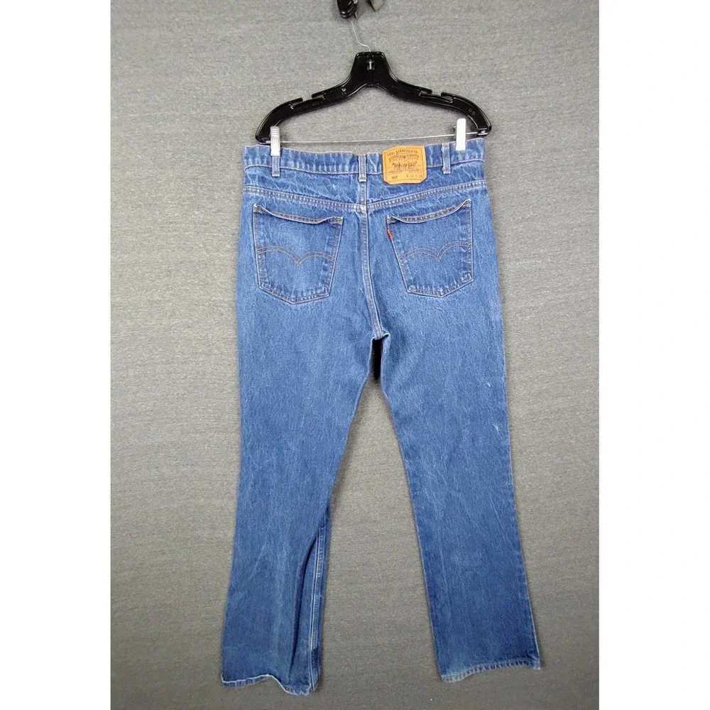 VTG Levis Jeans Mens‎ 36x34 Blue Denim 517 Bootcut Orange Tab USA 90s Talon Zip